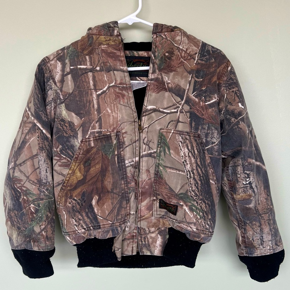 Vintage Liberty Real Tree Camo Bomber Jacket Hunting Camouflage Size Youth Med